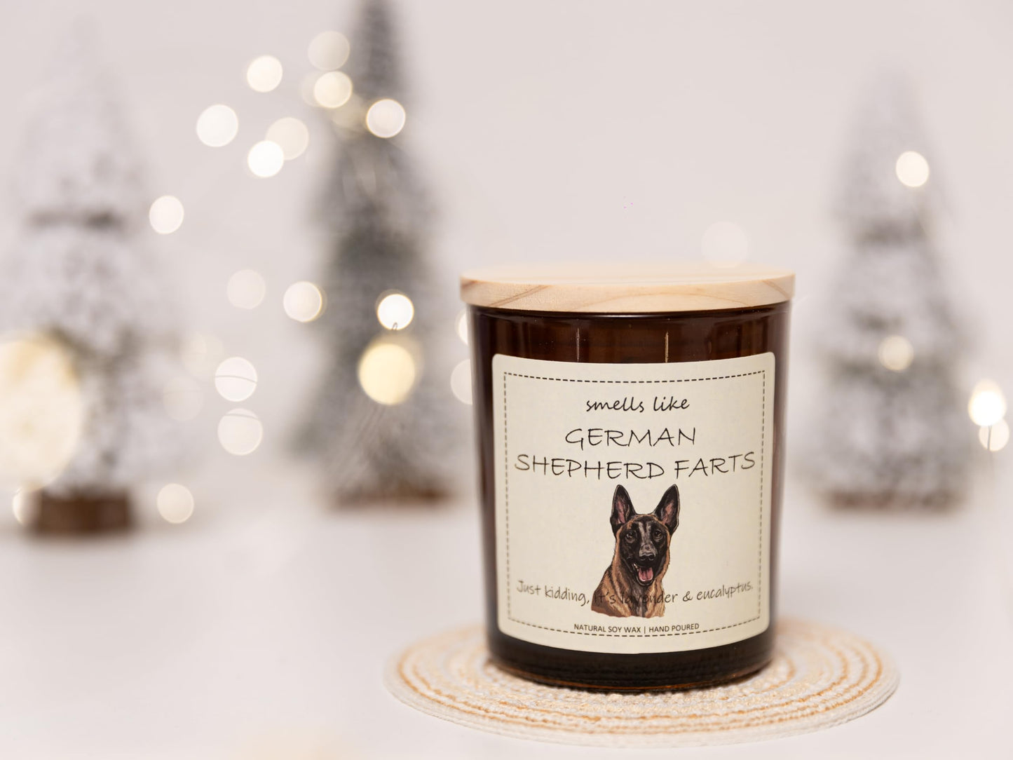 German Shepherd Gifts & Decor, German Shepherd Gifts for Women, Smells Like German Shepherd Farts Candle - Lavender & Eucalyptus, Crafted by Natural Soy Wax & Natural Essential Oils