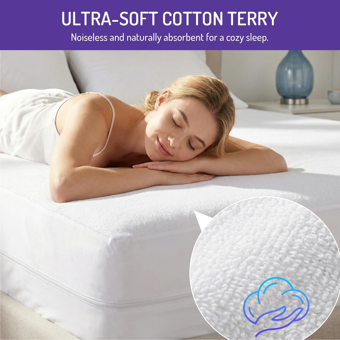 Degrees of Comfort Bed Bug Mattress Cover Twin Size - 13-15" Deep Pocket 3M Scotchgard Waterproof Zippered Encasement Protector, Breathable Cotton Terry Top