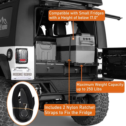 Hooke Road JK JL Trunk Cargo Storage Drawer System & Fridge Slide Mount & Cooking Platform for 2007-2026 Jeep Wrangler JK JL Unlimited 4-Door