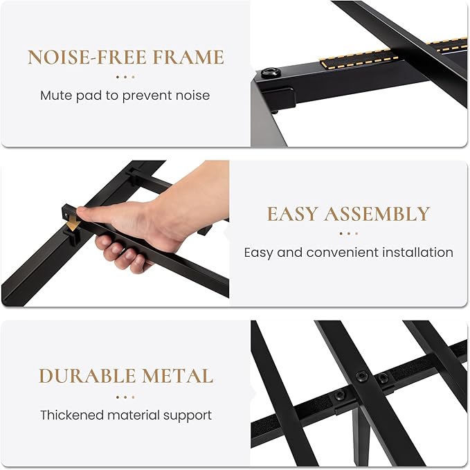 SHA CERLIN Twin Size Metal Platform Bed Frame