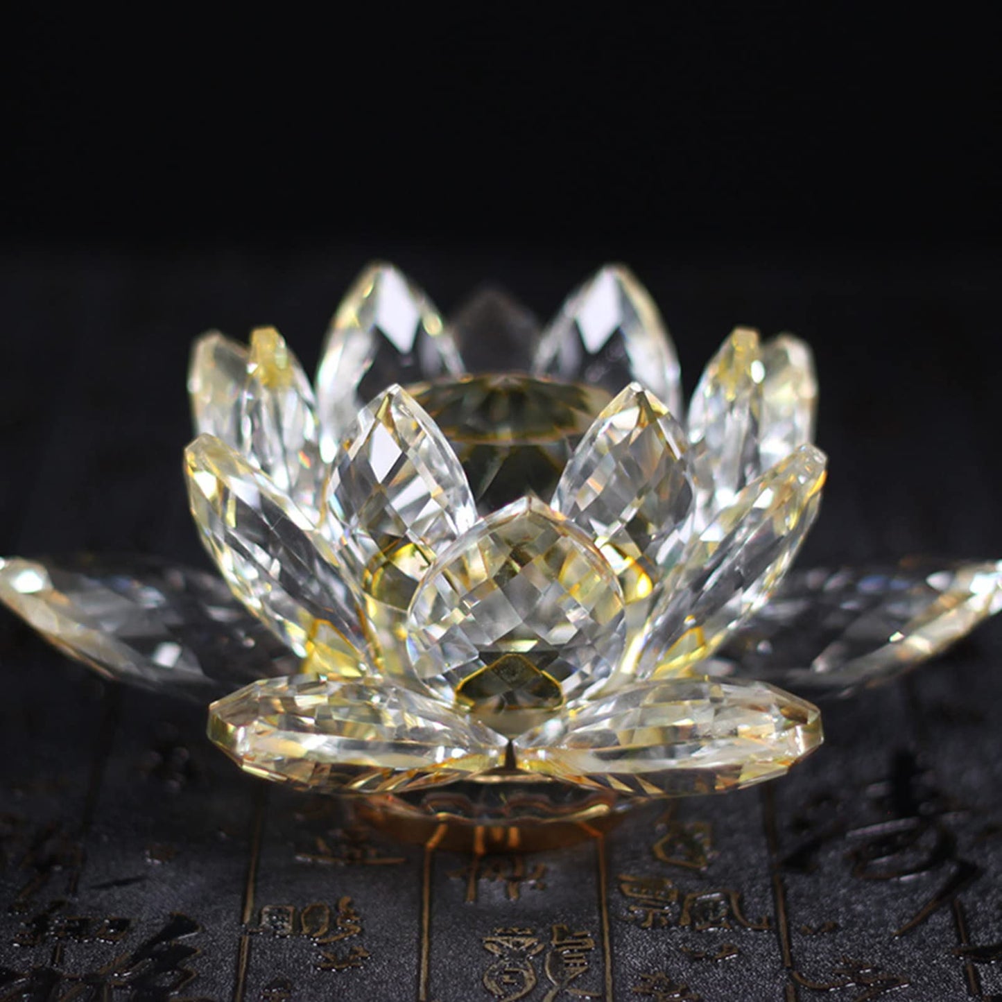 Lotus Flower Lamp Color LED Crystal Buddha Altar Decor Night Light(8in)