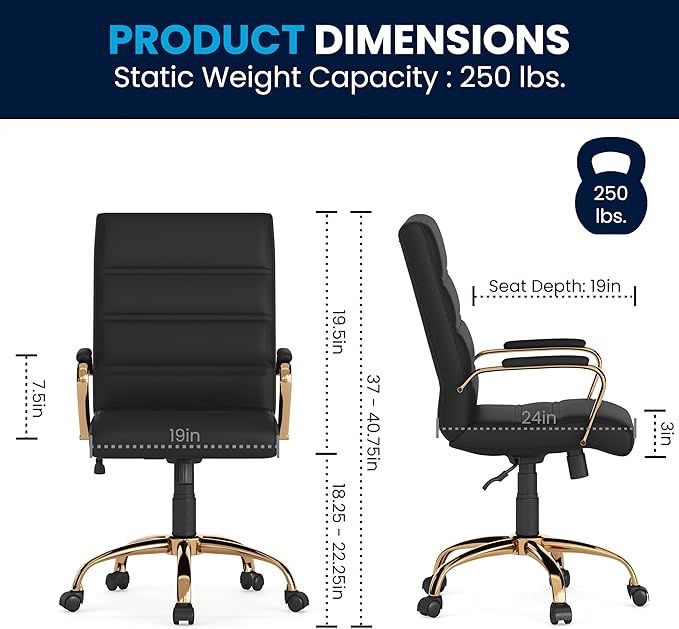 Flash Furniture Whitney Mid-Back Swivel LeatherSoft Desk Chair