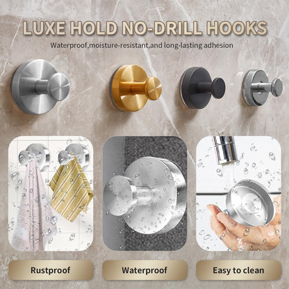 SOCORIA 2026 Upgraded Drill-Free Suction Cup Hooks, Stainless Steel Suction Cup Hooks for Shower, Mirror, Wall, Bathroom, Glass, Hanging Towels - 4 Pack, Brushed Silver