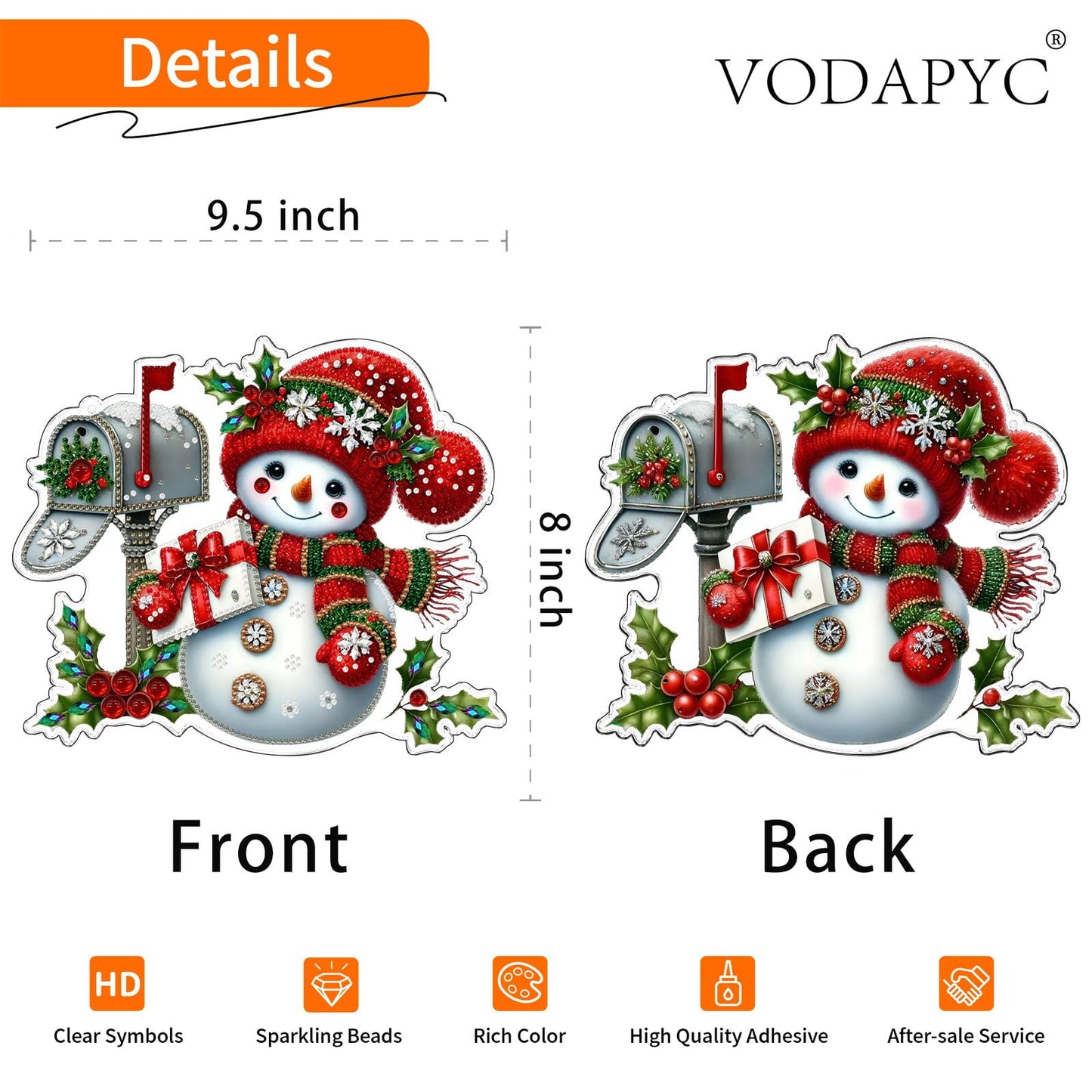VODAPYC Christmas Diamond Art Hanging Kits for Adults, DIY Special Shaped Diamonds Painting Window Pendant Ornament for Home Decor (Snowman-3)