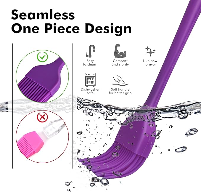 HOTEC Basting Brushes Silicone Heat Resistant Pastry Brushes Spread Oil Butter