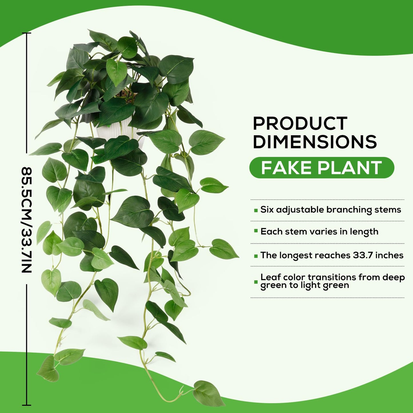 Tuvalud Fake Plants,Artificial Plants Indoor Faux Silk Hanging Pothos Fake Plants for Home Decoration, Low Cost and Easy Maintenance