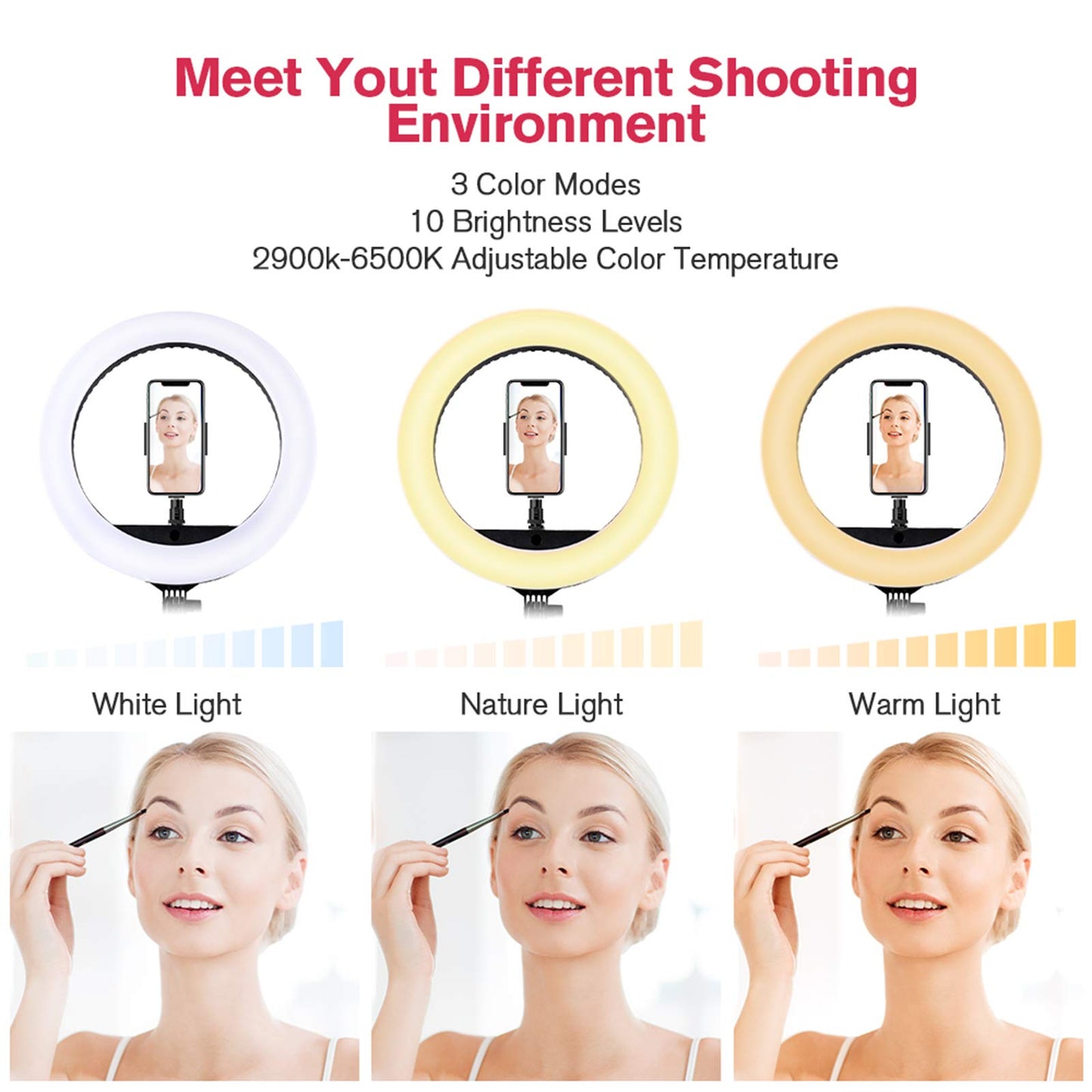 18 inch LED Ring Light with Tripod Stand Dimmable Makeup Ring light for Studio Portrait YouTube Vlog Video Shooting with Remote Controller, CRI 90