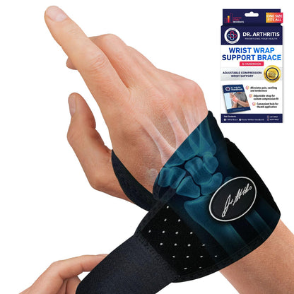 Dr. Arthritis Wrist Brace, Adjustable Wrist Wraps & Hand Brace Compression, Doctor-Developed Wrist Brace for Carpal Tunnel, Tendonitis, Injuries & More, Easy to Wear, Fits Both Hands (Single)