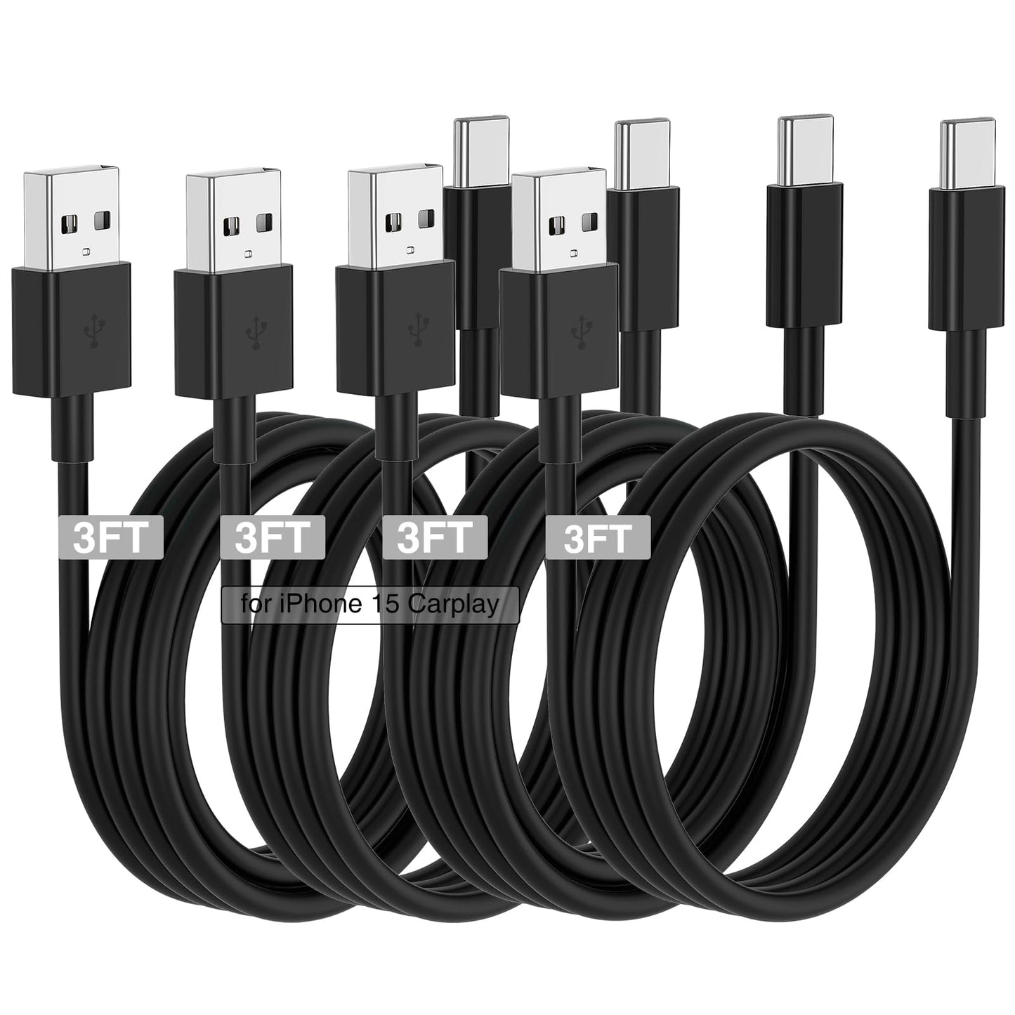 Car Carplay Cable for iPhone 17 16 15 Charger Cord,3/3/6/6FT USB A to USB C Cable for iPhone 17 Pro Max/16 Pro/15 Plus Charger,USB C Car Charger for Apple 17 Air/16 Pro Max/16e/15/iPad Pro