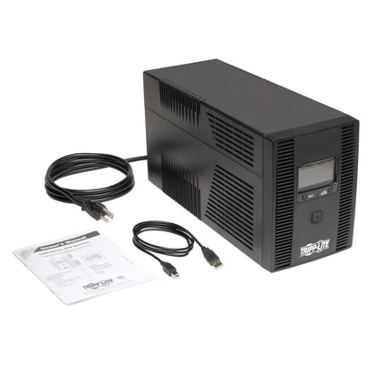 Tripp Lite 1000VA Smart UPS Battery Back Up, 500W Tower, 8 Outlets, LCD Display, AVR, USB, Tel / DSL / Coax Protection, 3 Year Warranty & $250,000 Insurance (SMART1000LCD) Black
