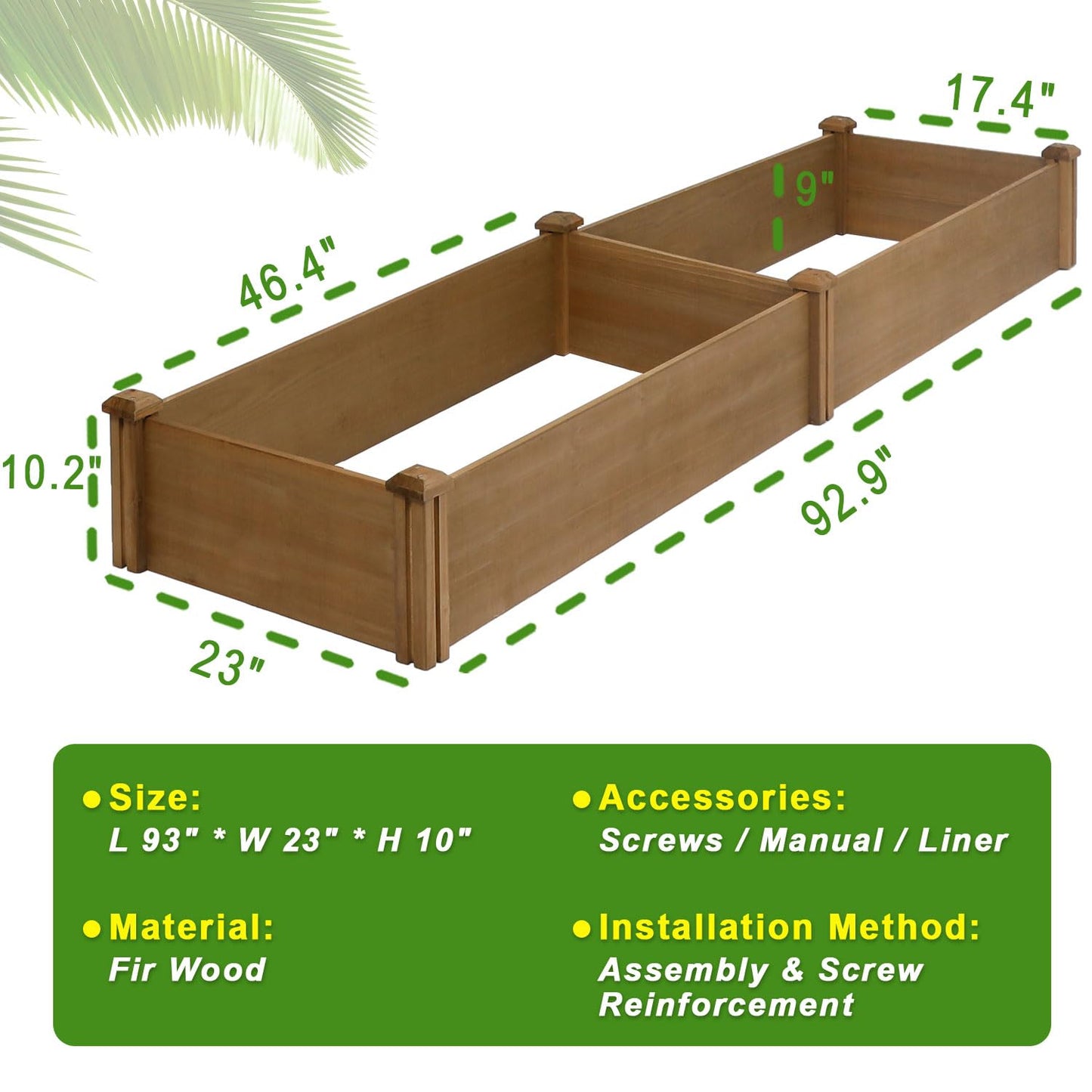 PetsCosset 8x2Ft Raised Garden Bed – Planter Box for Outdoor Plants, Fir Wood Garden Beds for Vegetable, Herb, and Flower Cultivation – Easy Assemble