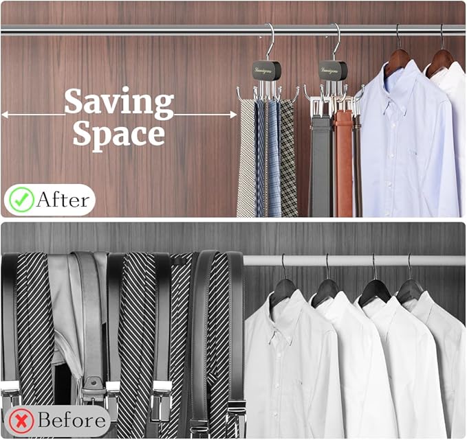 Belt Hanger, Belt Organizer for Closet, Rotatable Tie Rack, Belt Holder