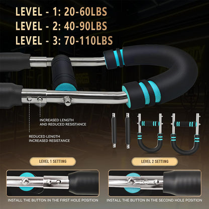 Twister Arm Trainer for Men, Adjustable Chest Workout Equipment for Home Gym, Muscle Builder & Strength Training for Arms, Chest. Blue, 20-60lb