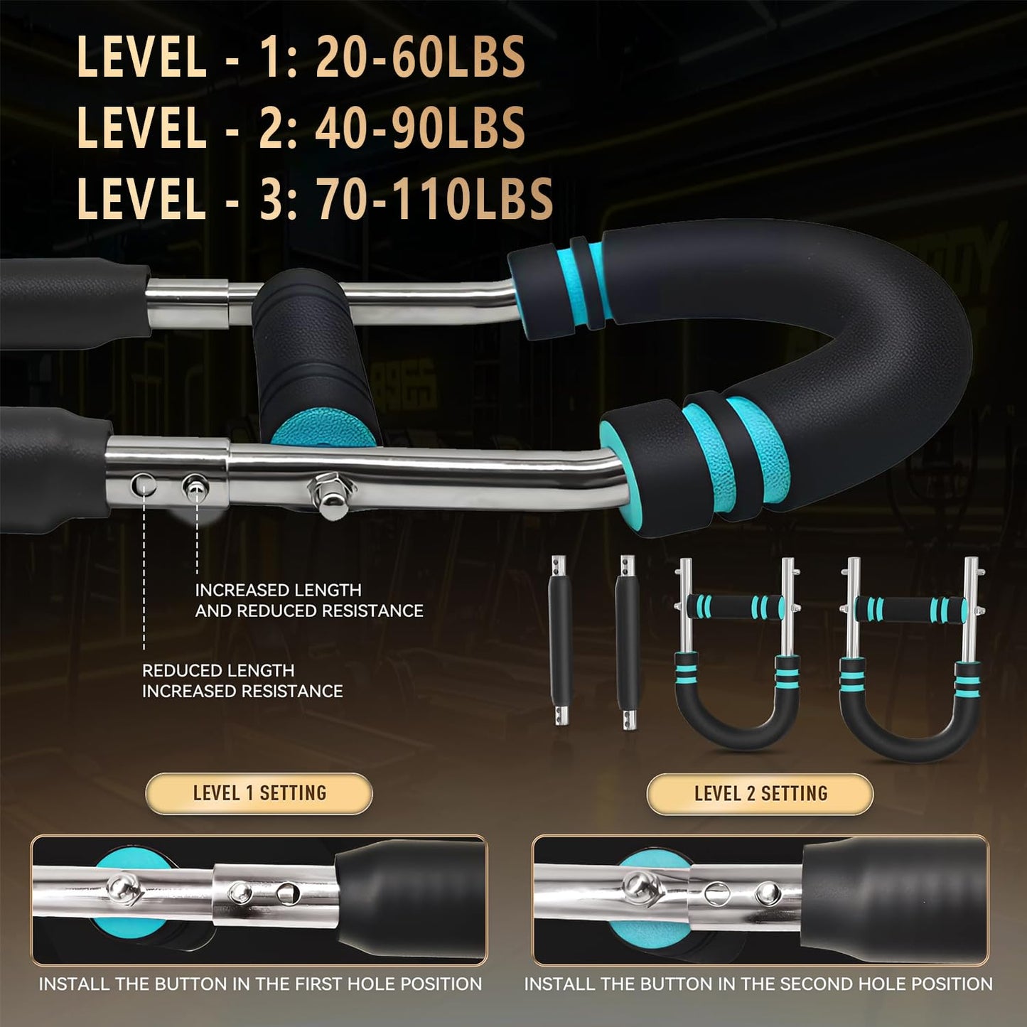 Twister Arm Trainer for Men, Adjustable Chest Workout Equipment for Home Gym, Muscle Builder & Strength Training for Arms, Chest. Blue, 20-60lb