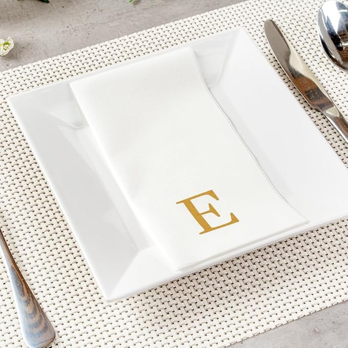 Luxenap 15.8 X 7.9 Inch Linen-Feel Guest Towels, 50 Lettered Hand Towels