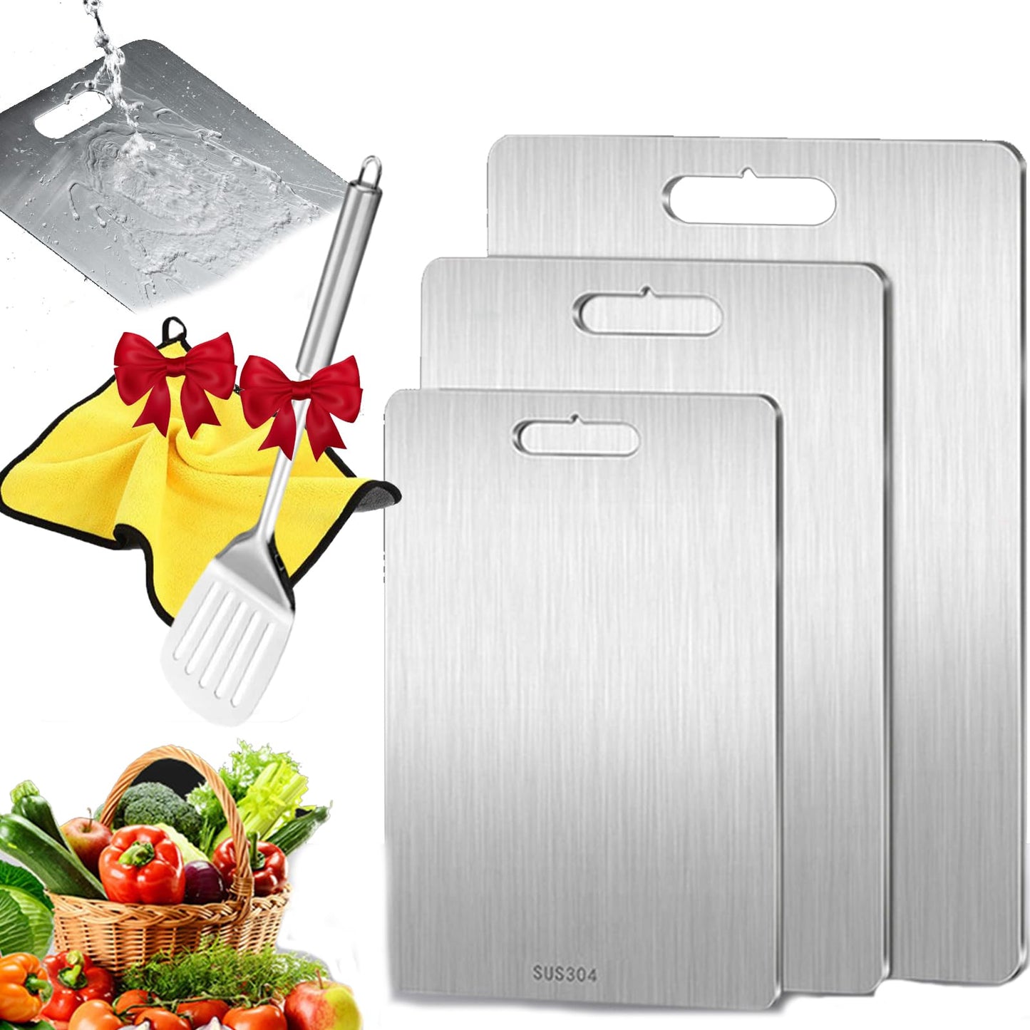 Katuchef Titanium Cutting Board, 100% Pure Tomato Titanium Cutting Boards for Kitchen for Cutting Meats, Fruits and Vegetables (L (36 * 25CM))