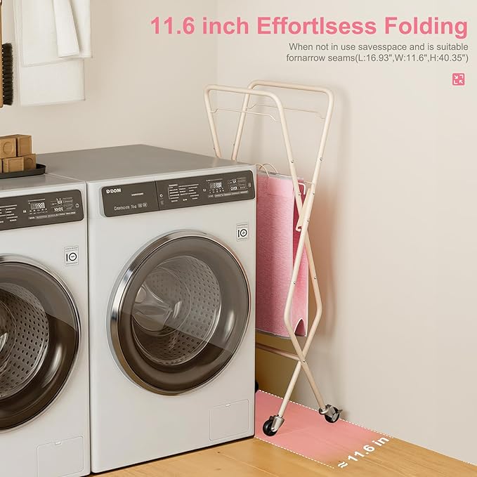 Convenient Laundry Basket with Wheels, Heavy Duty Dirty Clothes Laundry Hamper