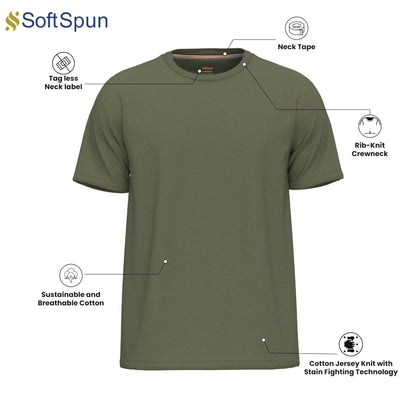 SoftSpun Men's Cotton T-Shirts Multipack - Pack6 [Dark Collection] - 6 Count - M, XS - Crew Neck, Short Sleeve - Regular Fit - All Seasons - Casual, Work, Gym - Made in The USA