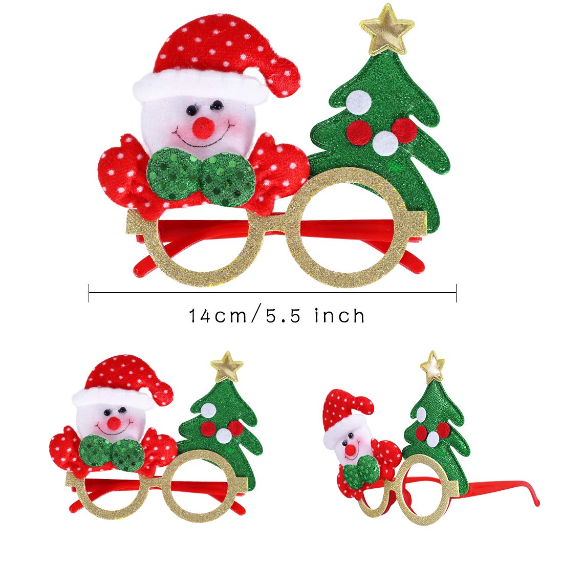 Max Fun 18Pcs Christmas Party Glasses Glitter Holiday Glasses Frames with 18 Designs Christmas Accessories for Christmas Party Favors Holiday Favors(One Size Fits All)