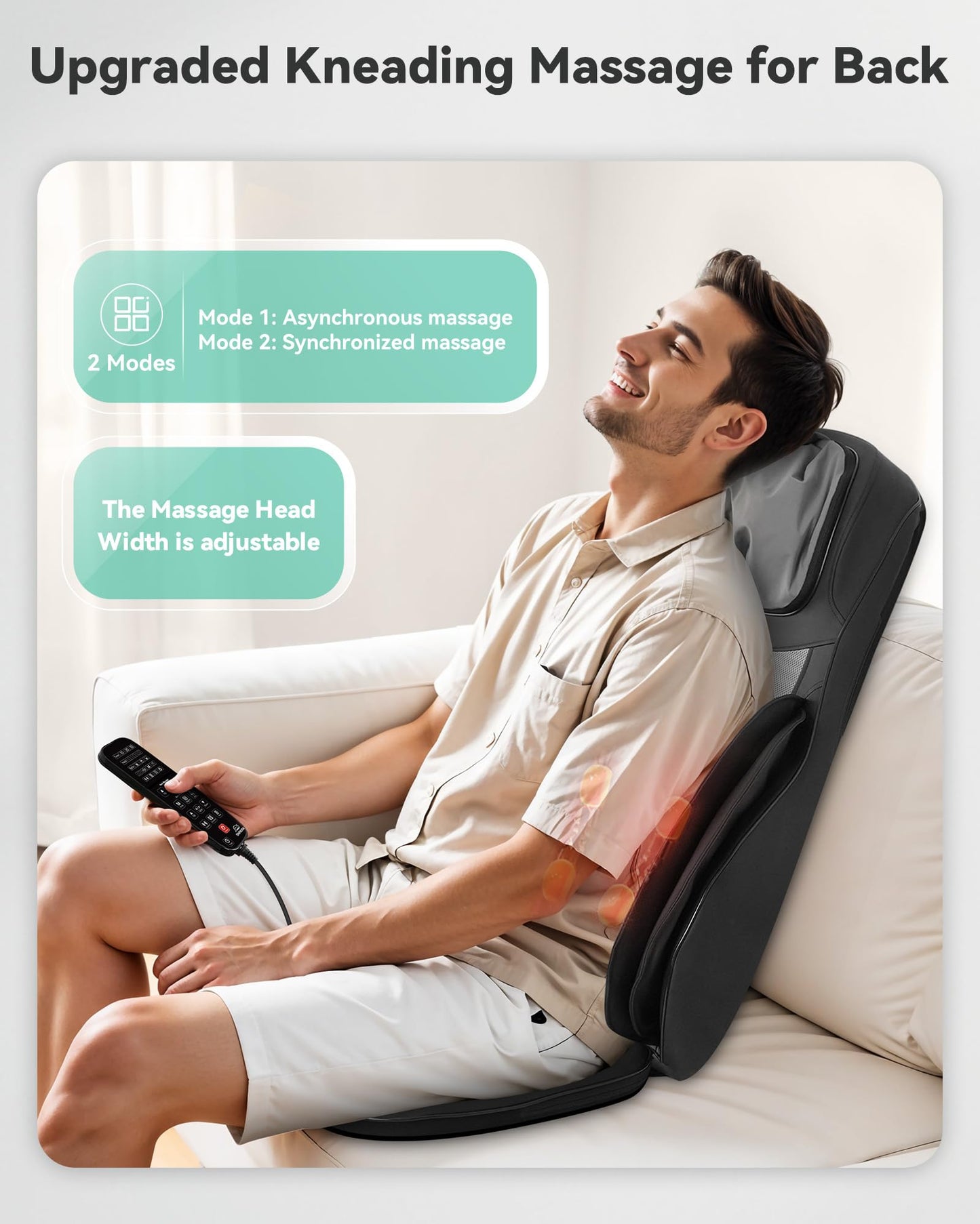 Snailax Shiatsu Neck and Back Massager with Heat, FSA HSA Eligible, Upgraded Massage Chiar Pad with Compression, Vibration, Chair Seat Massager for Home, Office, Gifts for Men, Women