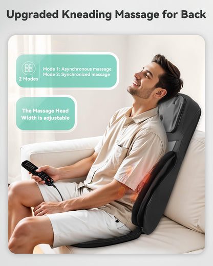 Snailax Shiatsu Neck and Back Massager with Heat, FSA HSA Eligible, Upgraded Massage Chiar Pad with Compression, Vibration, Chair Seat Massager for Home, Office, Gifts for Men, Women