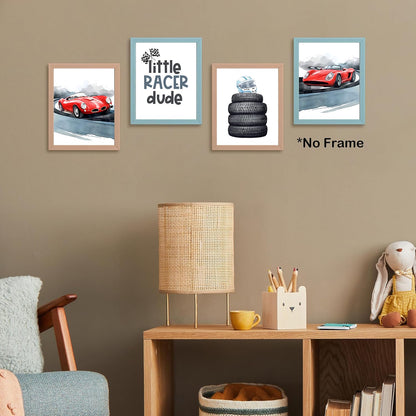 Modern Car Posters Classic Supercar Wall Art Prints, Cool Racing Ferrari Lamborghini McLaren Pagani Canvas Posters for Man Cave Boys Room Wall Decor, Sports Car Art Prints, Set of 4 (8"x10" Unframed)