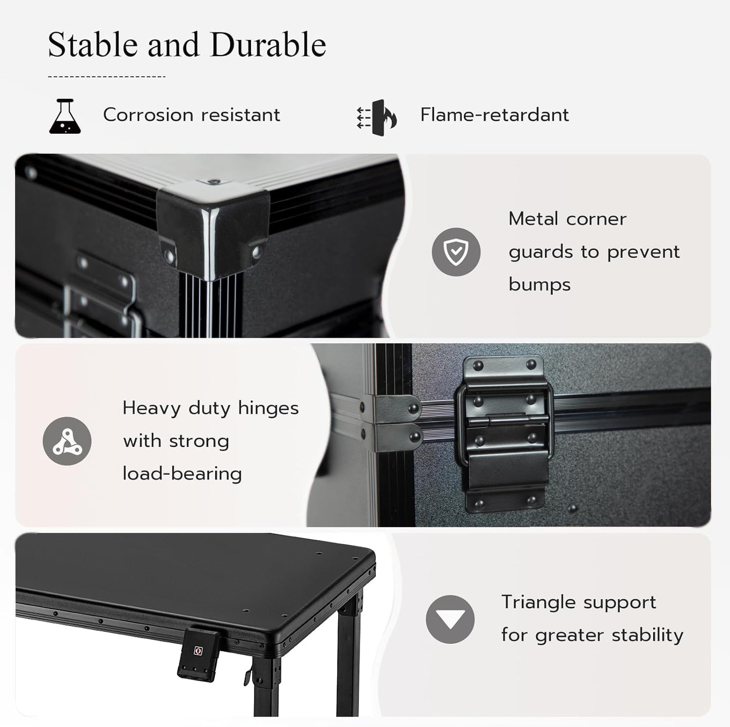 Gdsshuhung Portable Nail Desk with LED Mirror, Heavy Duty Foldable Manicure Table with 3 Drawers, Rolling Makeup Train Case Cosmetology Trolley on Wheels, Mobile Nail Tech Workstation (Black)