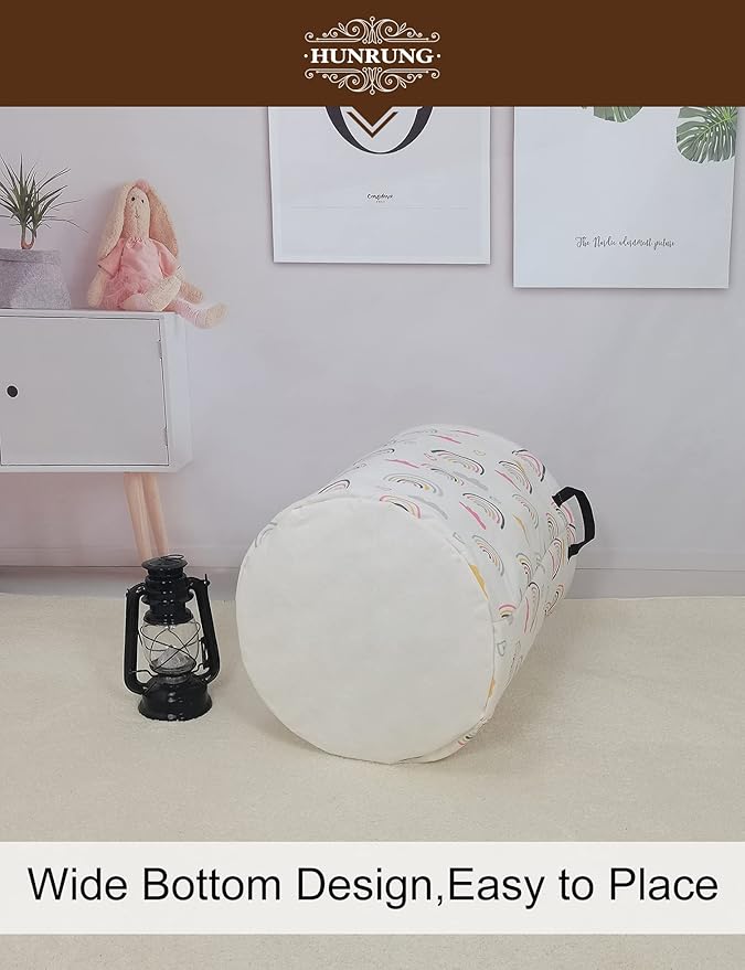 HUNRUNG Laundry Hamper, Large Canvas Fabric Lightweight Storage Basket Toy