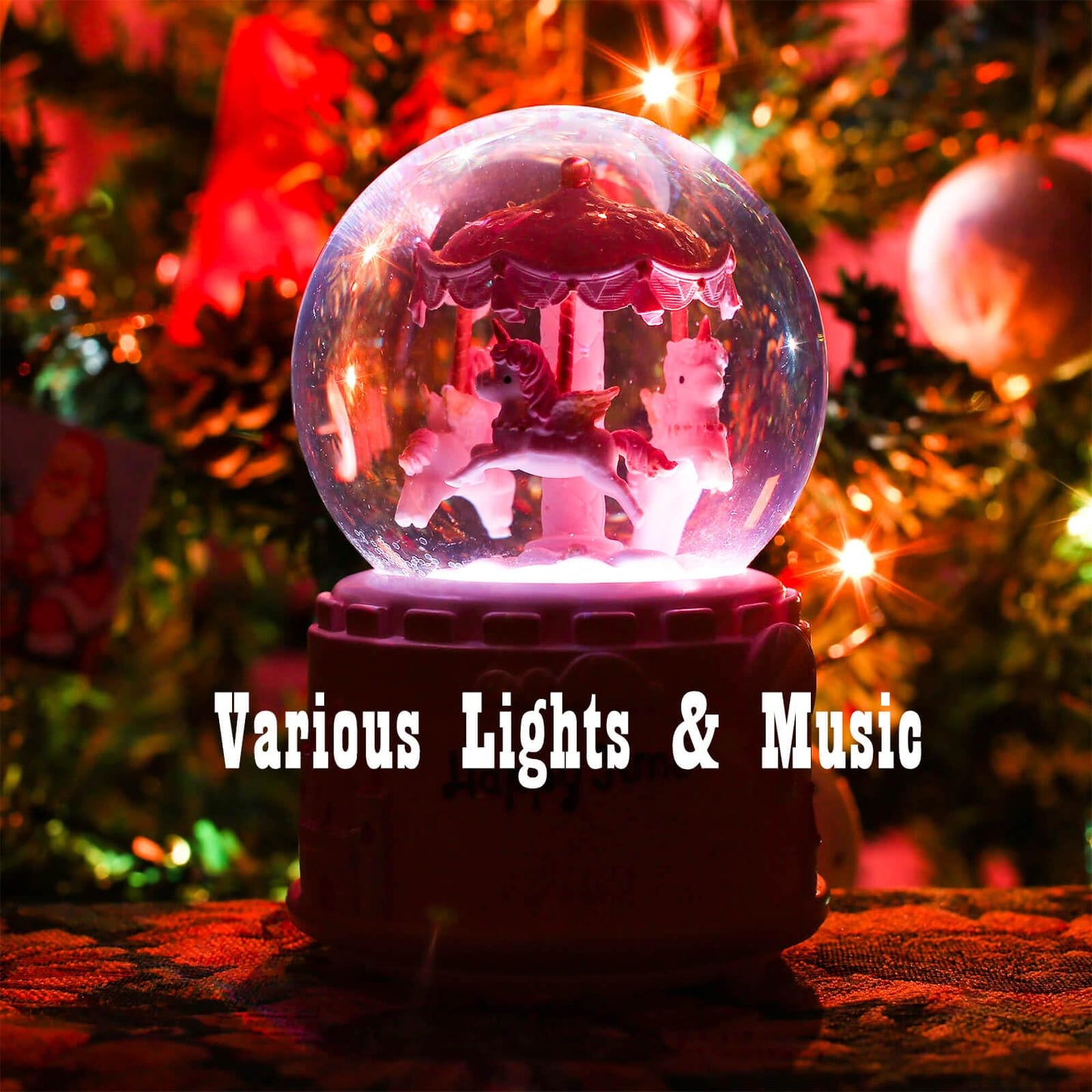 A.F.N.A.L Snow Globe with Light for Christmas & Birthday Gift, 80mm Crystal Musical Glitter Glass Water Ball Decoration, Princess - Blue Snowglobe, 3.5" x 3.5" x 5"
