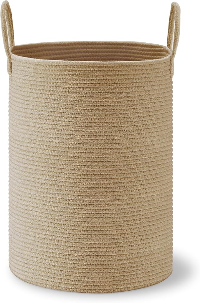 VIPOSCO Large Laundry Hamper, Tall Woven Rope Storage Basket
