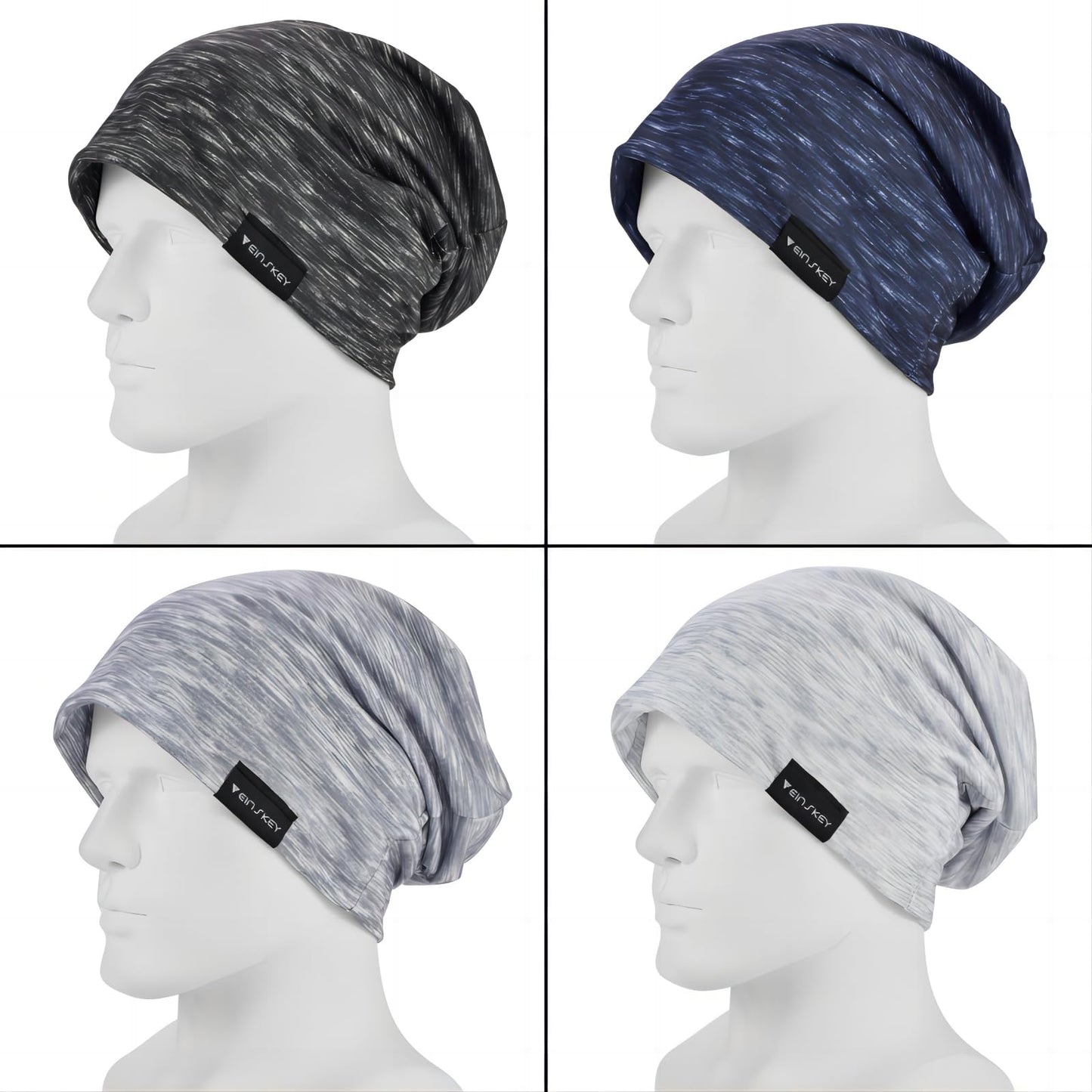 EINSKEY Lightweight Slouchy Beanie for Men Women, Oversize Thin Cotton Skull Cap Chemo Cap Night Sleeping Hat for All Seasons