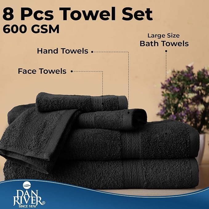 DAN RIVER 8 PC Luxury Bath Towels