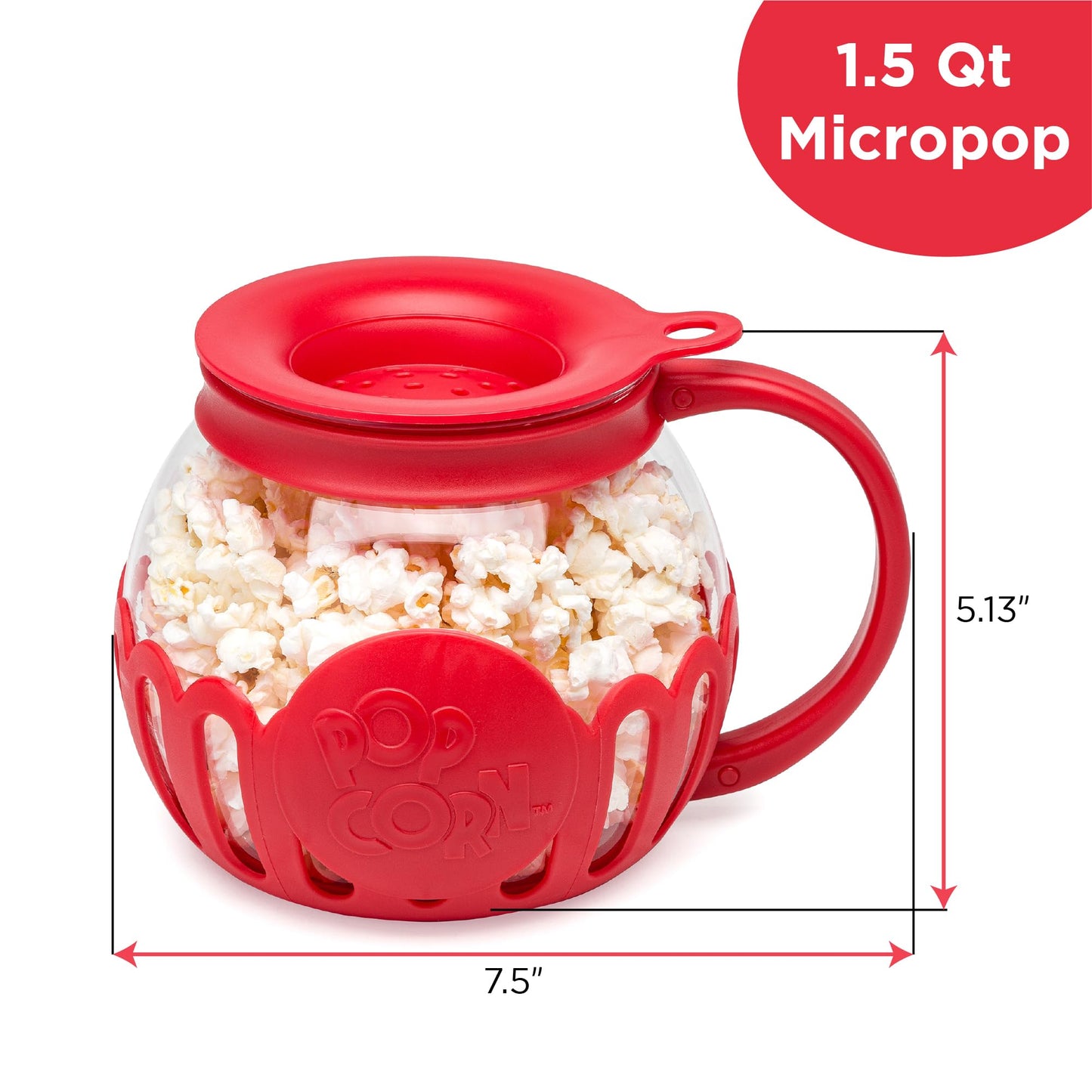 Ecolution Patented Micro-Pop Microwave Popcorn Popper with Temperature Safe Glass, 3-in-1 Lid Measures Kernels and Melts Butter, Made Without BPA, Dishwasher Safe, 3-Quart, Aqua
