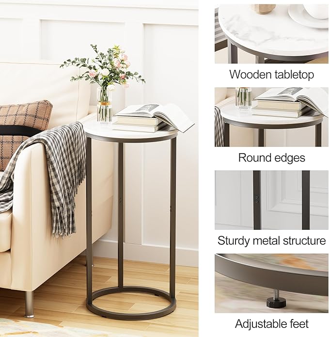 C Shaped End Table, Couch Side Tables