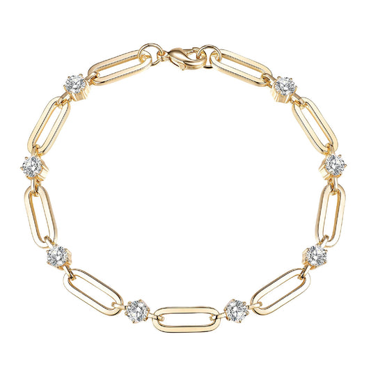 shinelab Paperclip Bracelet for Women Couple Bracelets with CZ Chain Strand Jewelry for Men_7.5inches