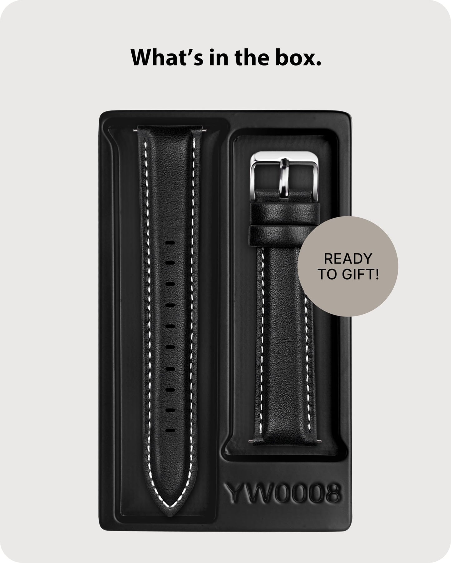 Fullmosa Watch Strap, Genuine Leather Watch Straps with Stainless Metal Clasp, Quick Release Replacement Bands, 14mm 16mm 18mm 19mm 20mm 22mm 24mm, Black