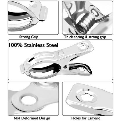 BESTEEL Upgraded 100 PCS Garden Clips, Greenhouse Clamps 100% Stainless Steel Heavy Duty Greenhuose Clips for Netting - Strong Grip to Hold Down Shade Cloth or Plant Cover on Garden Greenhouse Hoops