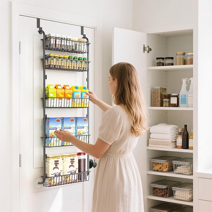 Delamu Over The Door Pantry Organizer, 5-Tier Pantry Door Organizers and Storage