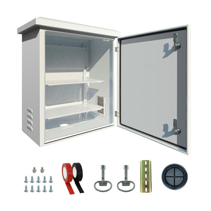 Outdoor nema Enclosure Electrical Box - 23.6x19.7x11.8 Weatherproof Network Exterior Box Ventilated Enclosure hinged Outdoor Galvanized Electrical Ventilation Design(600 * 500 * 300mm)