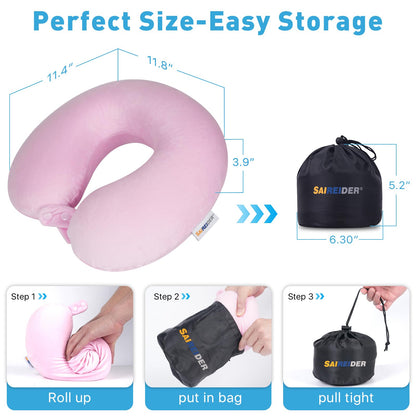 SAIREIDER Neck Pillows for Travel-Head Neck Support Travel Pillow for Traveling, Car, Home, Office Adjustable(Navy Blue)