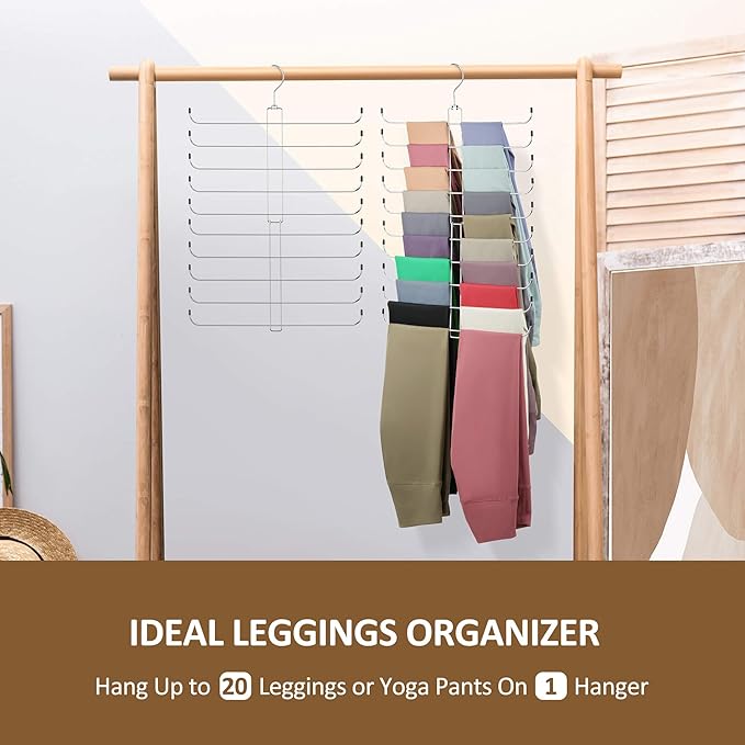 ZEDODIER Legging Organizer for Closet Hanging, Rotatable Yoga Pants Hanger for