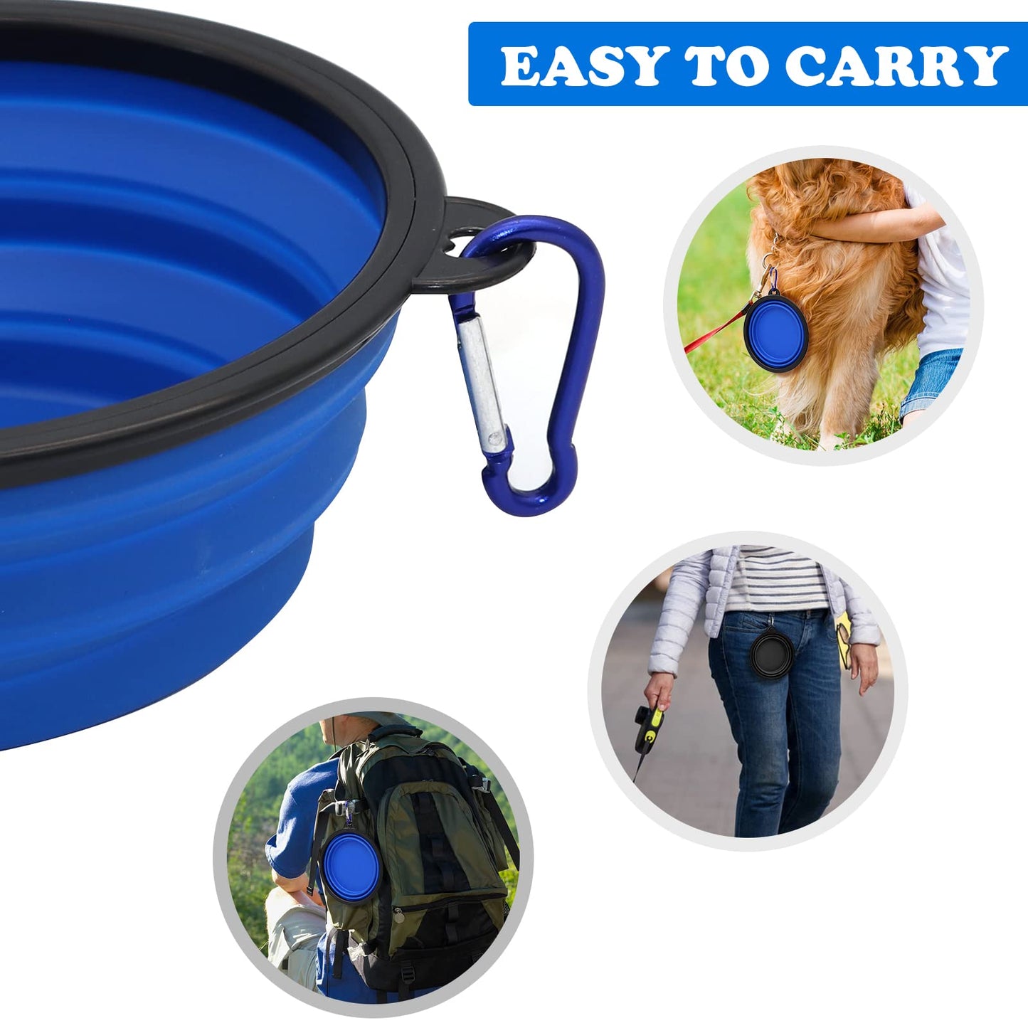 2-Pack Small Dog Travel Bowl, Collapsible Bowls for Dogs, Foldable Cat Water Bowl, Portable Pet Feeding Watering Traveling Dish (Black & Orange)