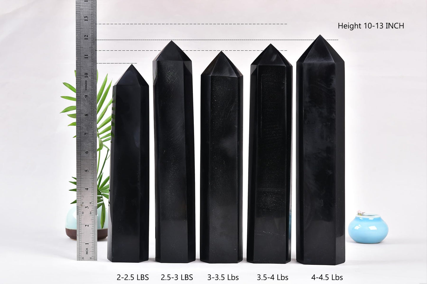 AMOYSTONE Black Obsidian Tower Wand 3-3.5 Lbs Hand-Polished 6-Faceted Gemstone Pillar Protective Stone Altar Supplies for Meditation Bedroom Side Table Placement Shelf Ornament
