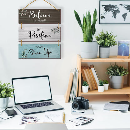 FENCORDAR 3 Pcs Office Wall Decor Inspirational Rustic Office Decor Motivational Wall Plaques With Sayings Wooden Farmhouse Positive Hangings for Home Bathroom Bedroom Kitchen(Fresh 12x4")