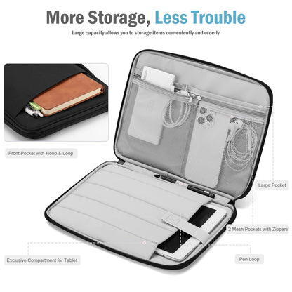 TiMOVO 9-11" Tablet Sleeve for iPad 11-inch A16 2025, iPad 10th Gen. 10.9"/10.2"/ Air 11/5th/4th Gen. 10.9", Galaxy Tab A9 Plus 11", Protective Bag with Pockets, Black