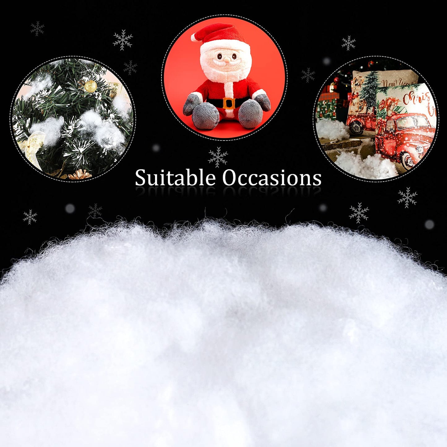 Ruisita 4 Bags Christmas Fake Snow Artificial Snow 35.3 Ounces Fluffy Snow Fiber for Snow Blanket, Christmas Tree Decoration, Holiday and Winter Displays