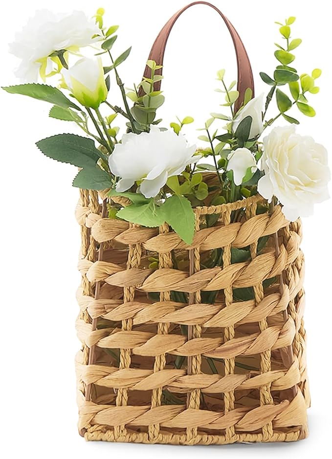 Wall Hanging Basket Decorative Boho Mounted Organizer Dried Flower Plants Front