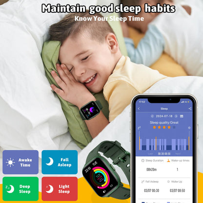 HENGTO SmartWatch for Kids,Kids Watch Girls Boys Watch with 20 Sport Modes, Pedometer, Sleep Monitor, Kids Sport Watches Birthday Gifts Toy Gift for Girls Boys 6-16 (Green)