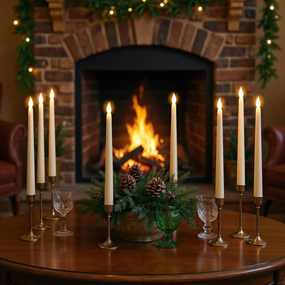 GenSwin 26 Pcs Flameless Taper Candles with 3D Wick, LED Taper Candles Battery Operated, Flameless Battery Candlesticks for Home Party Wedding Christmas Decor(Ivory, 0.78”x10.8”)