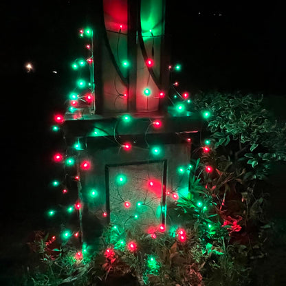 HISHINY LED Christmas Net Lights Outdoor, 5ftx5ft 100LED Green Wire, Connectable Bush Mesh Net Lights String for Halloween Christmas Party,Shrub,Yard,Tree（Red&Green）